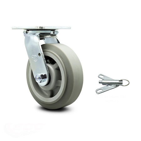 Service Caster 6 Inch Thermoplastic Rubber Swivel Caster with Roller Bearing and Swivel Lock SCC-30CS620-TPRRF-BSL